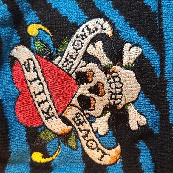 NEW Ed Hardy Hat Love Kills Slowly, Blue Black Tiger Print, Embroidery - Picture 3 of 8